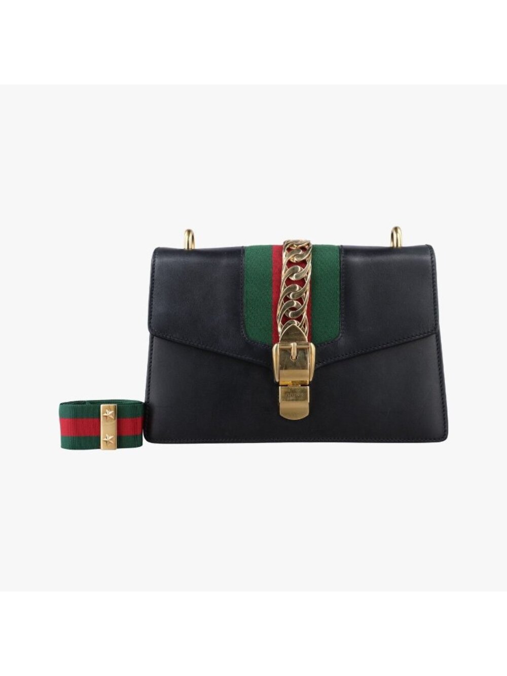 Gucci Sylvie Black Leather Shoulder Bag